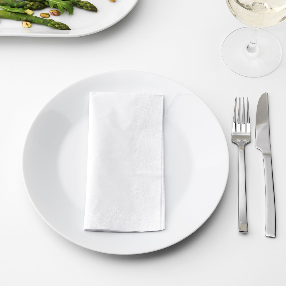 Набор бумажных салфеток IKEA FANTASTISK (ФАНТАСТИСК), Белый, 40х40 см, 100 шт