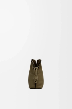 Loewe Мини-клатч Flamenco из телячьей кожи наппа, темный хаки