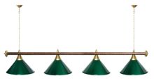 Лампа STARTBILLIARDS 4 пл. (плафоны синие,штанга хром,фурнитура золото)