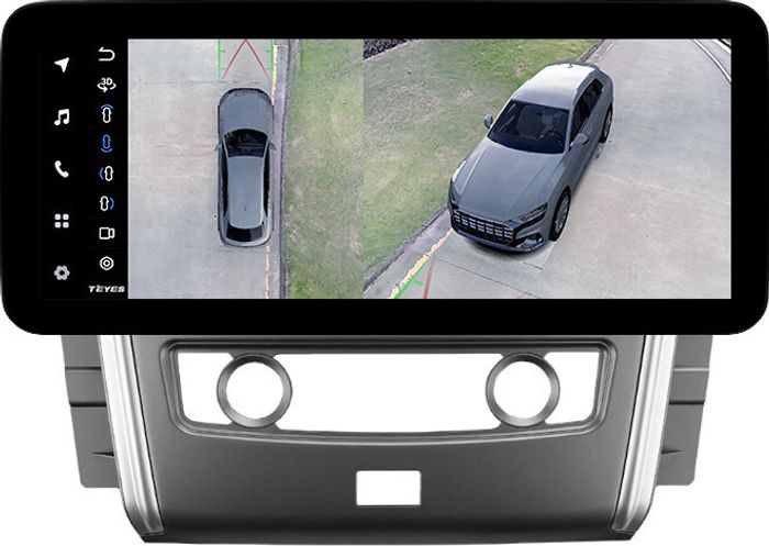 Магнитола для Nissan Patrol Y62 2010-2019 (экран климата внизу) - Teyes LUX ONE 360 монитор 12.3" 2K QLED на Android 10, Быстрая, CarPlay, 4G SIM-слот, 4 камеры в комплекте