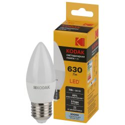 Лампа светодиодная Kodak LED B35-7W-840-E27 K 7Вт свеча нейтральный белый свет Е27 | Kodak