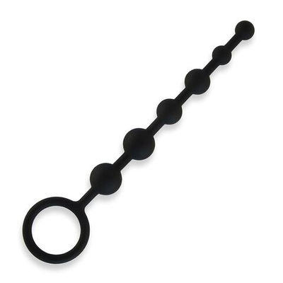 Черные силиконовые анальные бусы Silicone Anal Beads - 21 см. (Цвет: черный)