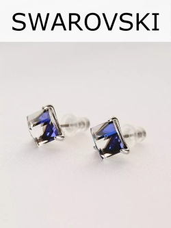 Серьги-гвоздики Миражи с синими кристаллами Swarovski