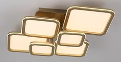 Люстра потолочная светодиодная Rilon 9304/2*3 CHAMPAGNE GOLD, 216 Вт, золотая и шампань