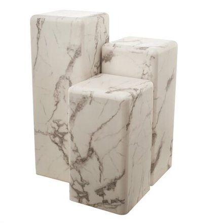 Приставной столик Pols Potten Pillar marble white S, белый