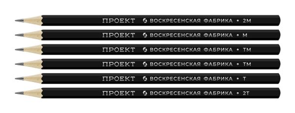 Карандаш чернографитный (набор) Проект ассорти 8х6 шт, 2М(2B), М(B), ТМ(HB), ТМ(HB), Т(H), 2Т(2H), ВКФ 6B-4010