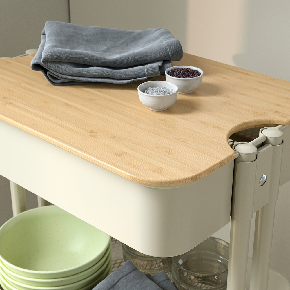 IKEA RÅSKOG  (ИКЕА РОСКОГ)  -  / NORRÅVA Тележка с крышкой - бежевая 35x45x77 см