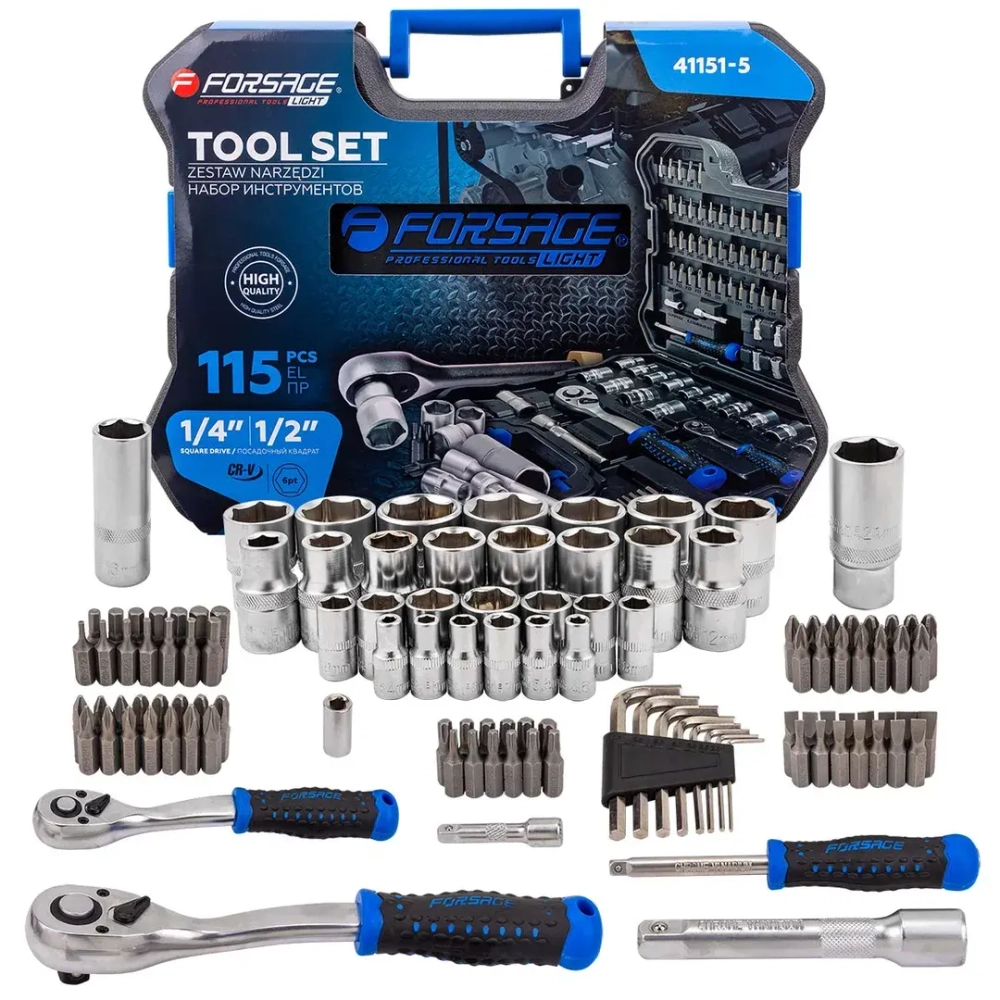 Набор инструментов 115пр. 1/4''1/2''6гр Forsage LIGHT F LIGHT-41151-5