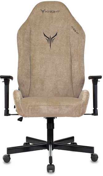 Кресло игровое Knight N1 Fabric бежевый Light-21 с подголов. крестов. металл