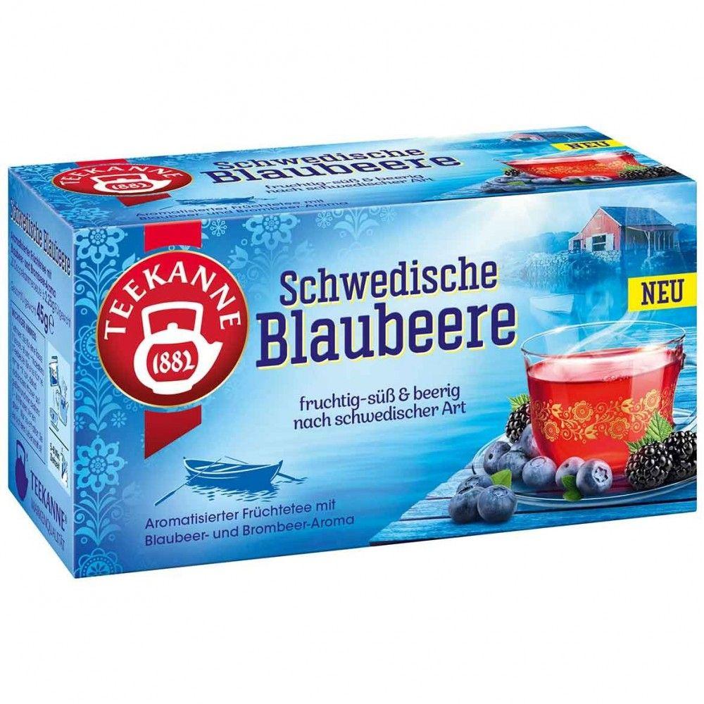 TEEKANNE Чай фруктовый Schwedische Blaubeere с черникой и еживикой, 20 пакетиков, 45 г (из Финляндии)