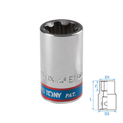 KING TONY (433E22M) Головка торцевая TORX Plus 1/2", EP22