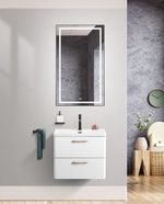 Подвесная тумба с раковиной Belbagno DUE 60 см., Bianco Lucido, DUE-600-2C-SO-BL-P + BB-8076-3-60