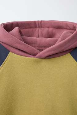 ZARA ХУДИ COLORBLOCK, ОЛИВКОВЫЙ