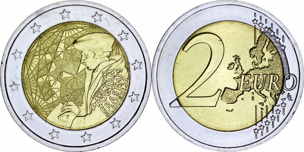 Словения 2 евро, 2022 35 лет программе Эразмус aUNC