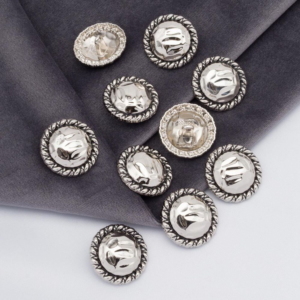 Пуговицы металл на ножке 36L=23 мм, Silver (серебристый), 10 шт, MP01