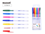 Набор ручек шарик. 0.7мм. 6цв. корпус белый, смен.стержень 140мм. ПВХ-упаковка M-5900-6 (Mazari)