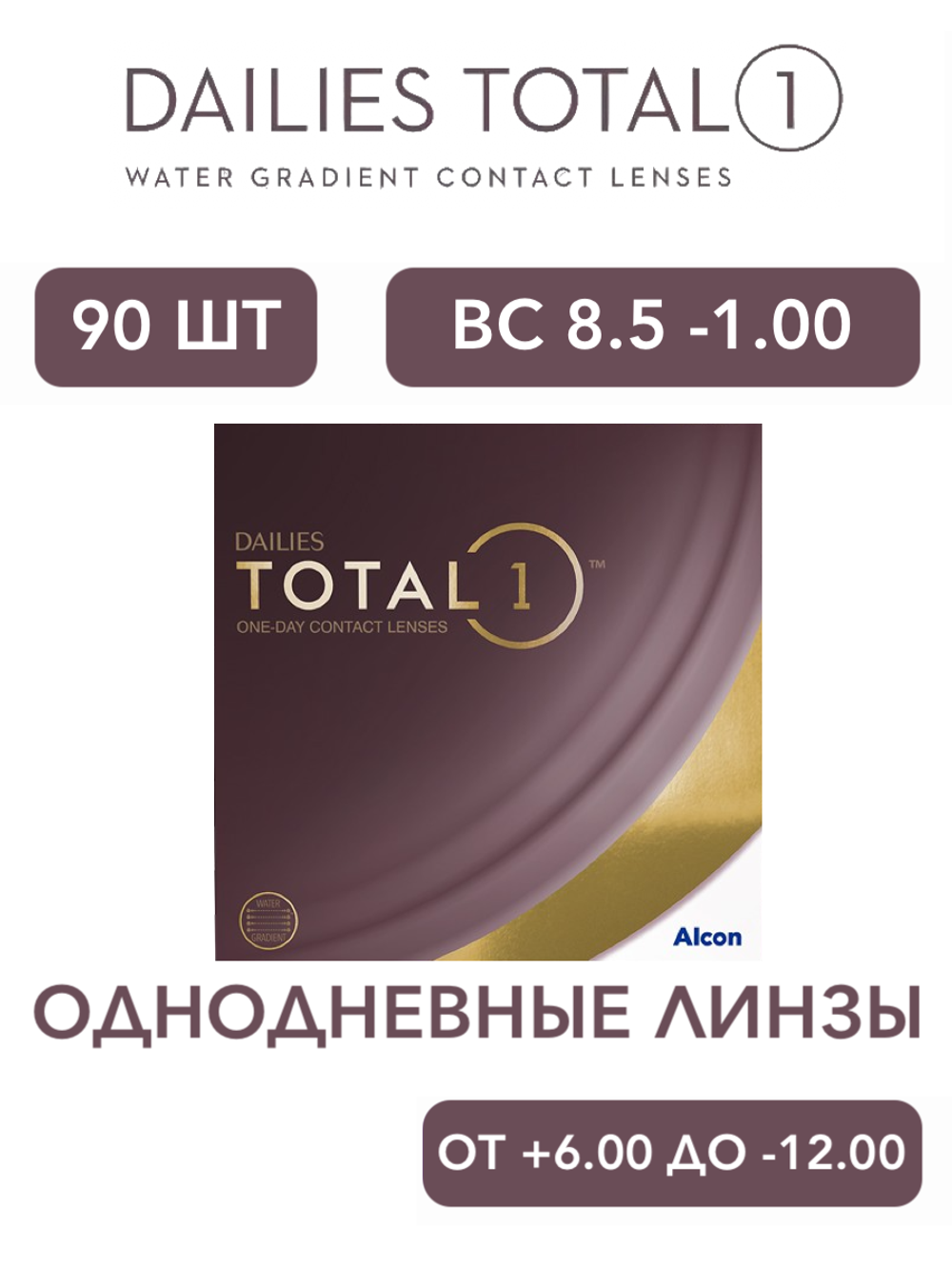 Однодневные контактные линзы Dailies Total 1 (уп. 90 линз)