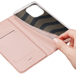 Чехол книжка из PU кожи розового цвета от Dux Ducis для смартфона Xiaomi Redmi Note 14 4G, серия Skin Pro Series Case