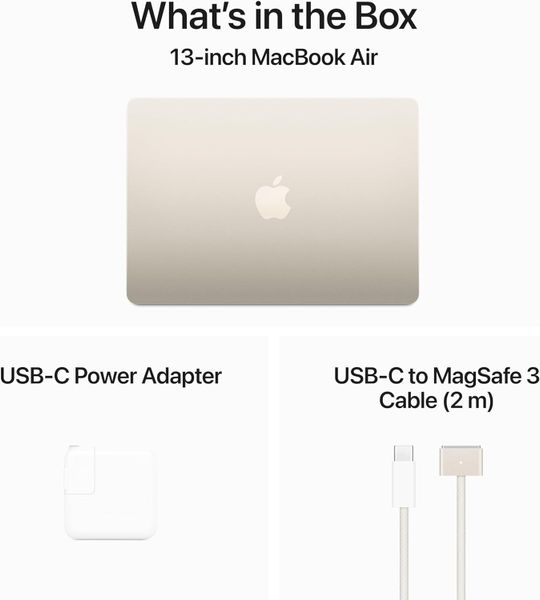 Ноутбук Apple MacBook Air 13 2024 MC8P4LL/A (M3 8-Core, GPU 10-Core, 24 ГБ , 512 ГБ ), сияющая звезда