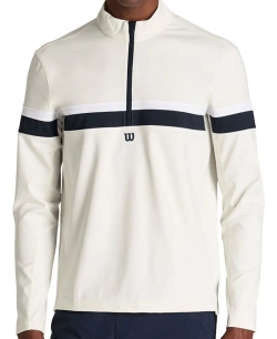 Теннисная футболка Wilson Elevate Performance Half-Zip Longsleeve - sandrift/classic navy