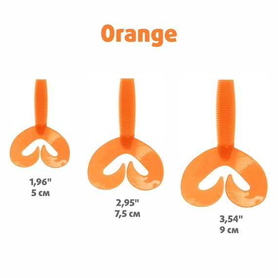 Твистер Helios Credo Double Tail 2,95"/7,5 см Orange 7шт. (HS-12-024)