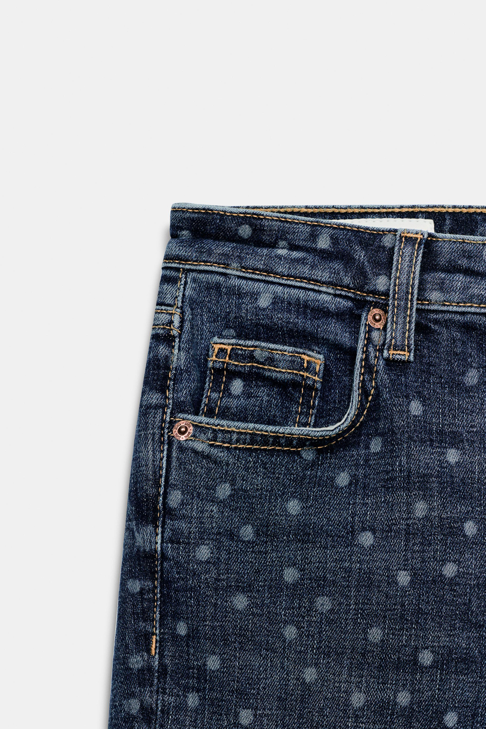 ДЖИНСЫ TRF CROPPED FLARE С ВЫСОКОЙ ПОСАДКОЙ И ПРИНТОМ В ГОРОШЕК — ZARA