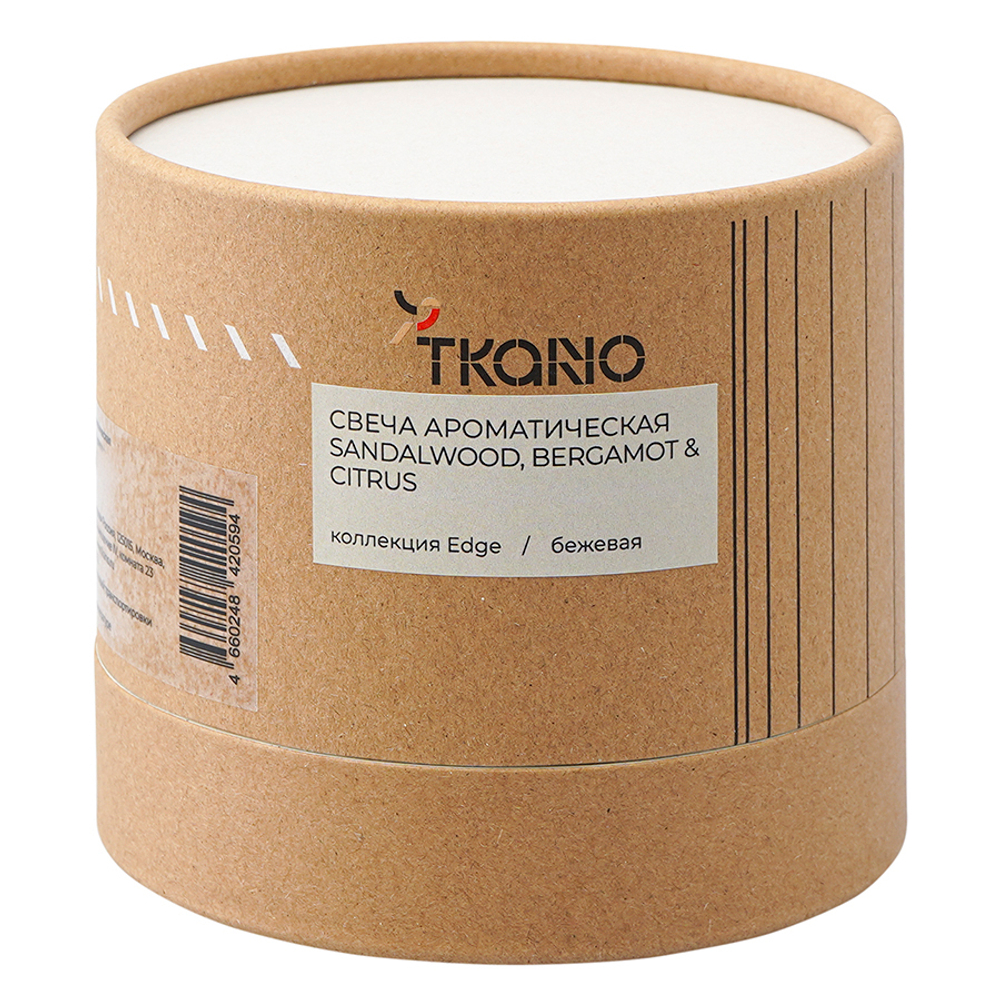 Свеча ароматическая с деревянным фитилём sandalwood, bergamot & citrus из коллекции edge, бежевый, 60 ч
