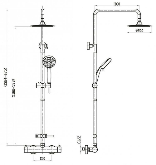 Душевая стойка BelBagno Nova NOV-VSC-T-IN нержавеющая сталь