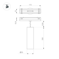 Светильник MAG-VIBE-SPOT-HANG-R35-10W Day4000 (WH, 24 deg, 48V) (Arlight, IP20 Металл, 5 лет) 044470