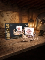 Деревянный конструктор Корабль Викингов Драккар с парусом (EWA)