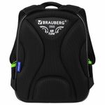 Ранец BRAUBERG QUADRO, 3 отделения, с брелком, "Tyrannosaur", светящийся рисунок, 37х28х18 см, 272021