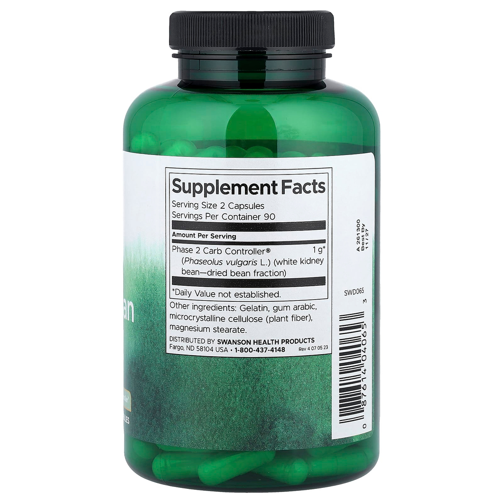 Swanson Vitamins, экстракт белой фасоли, 180 капсул (500 мг в 1 капсуле)