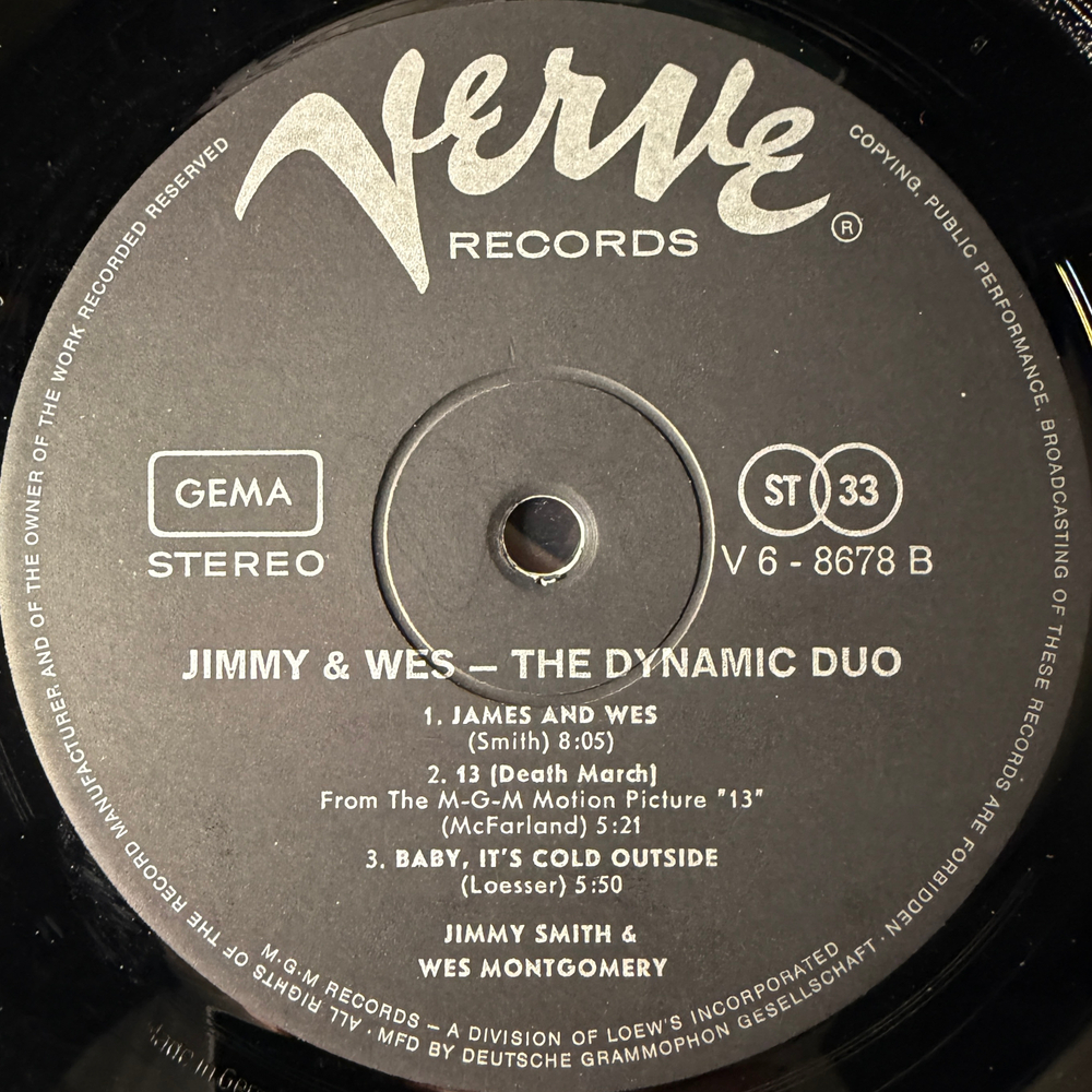 Jimmy Smith & Wes Montgomery ‎– Jimmy & Wes - The Dynamic Duo (Германия 1967г.)