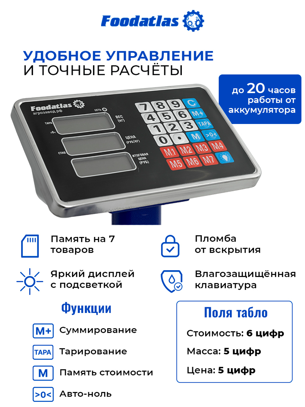 Напольные торговые весы 300кг/50гр ВТН-300 Foodatlas Eco