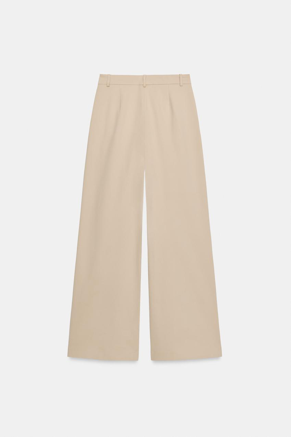 ZARA ШИРОКИЕ БРЮКИ С ВЫСОКОЙ ПОСАДКОЙ, БЕЖЕВЫЙ