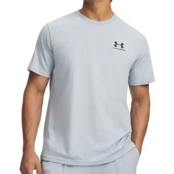 Мужская теннисная футболка Under Armour Left Chest Logo Short Sleeve - blue fog/black