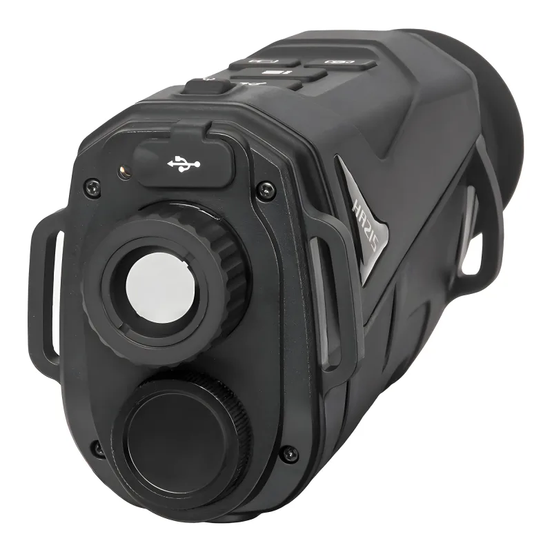 Тепловизионный монокуляр Hunter HR215 256х192, AI 384x288, D15, WiFi - вид спереди, линза и разъем USB