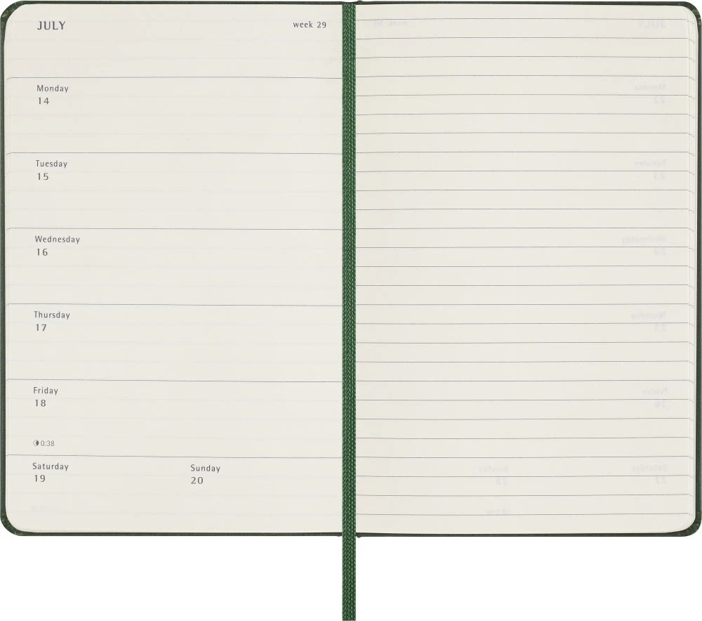 Еженедельник Moleskine Classic (DHK1512WN2) 9х14см твердая обложка зеленый