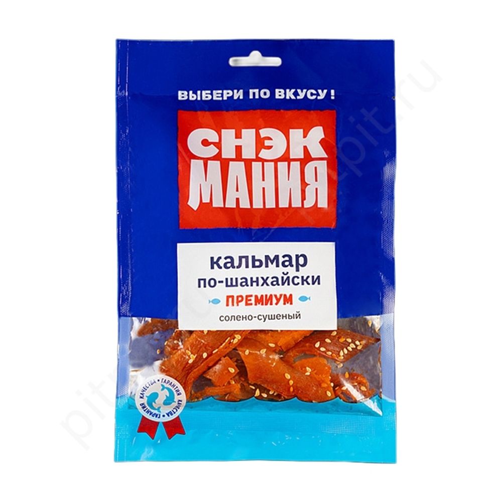 Кальмар премиум рваный по-шанхайски солено-сушеный 70г (Снекмания)