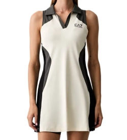 Теннисное платье EA7 Woman Jersey - black/butter/asphalt