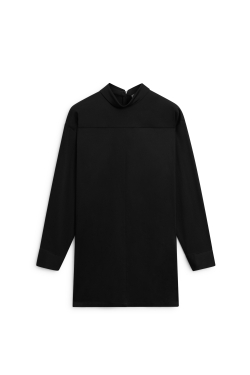 Massimo Dutti Блузка с высоким воротником на молнии - Limited Edition, черный