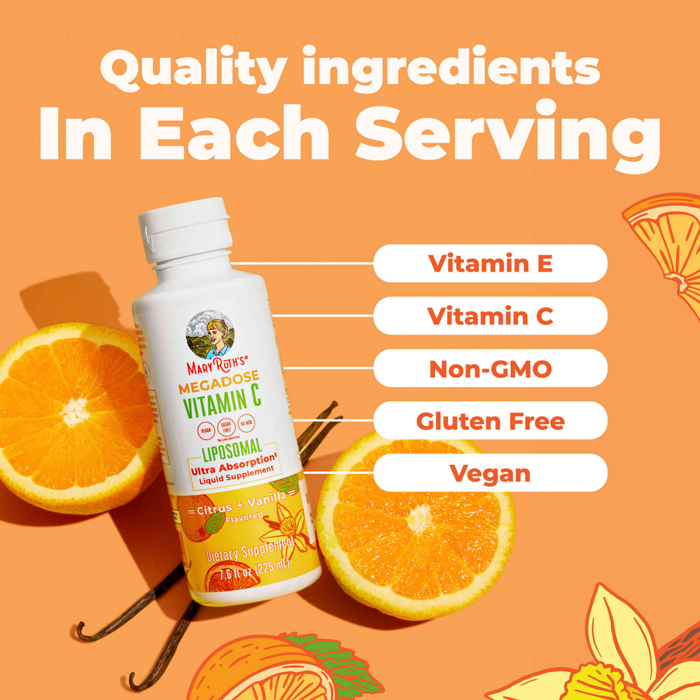 MaryRuth's, Megadose Vitamin C, липосомальный витамин C, с ароматом цитрусов и ванили, 225 мл (7,6 жидк. унции)