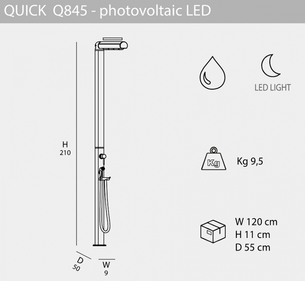 Душ уличный с подсветкой Arkema Quick Q845