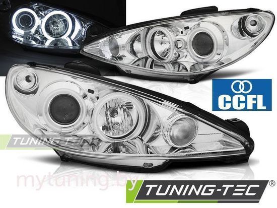 Передние фары chrome angel eyes CCFL для Peugeot 206