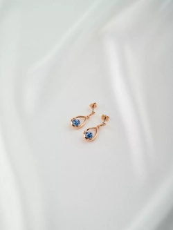 Серьги-капли Белла с голубыми кристаллами Swarovski