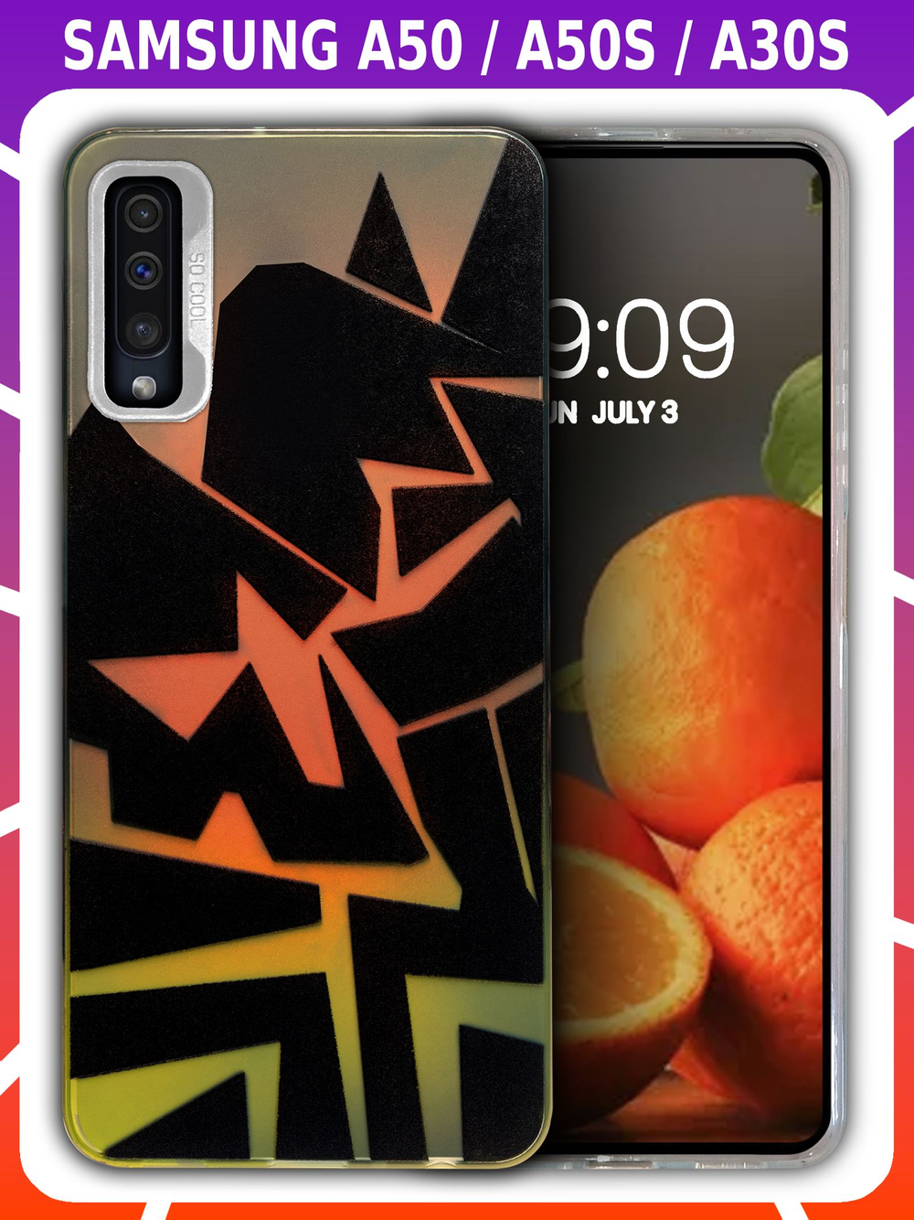 Дизайнерский чехол из пластика для SAMSUNG GALAXY A50, 50s, 30s с усиленной защитой камеры и глянцем