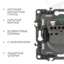 Розетка ЭРА Серия 12 12-2102-15 2P+E Schuko со шторками 16A-250В IP20 перламутр | Эра 12