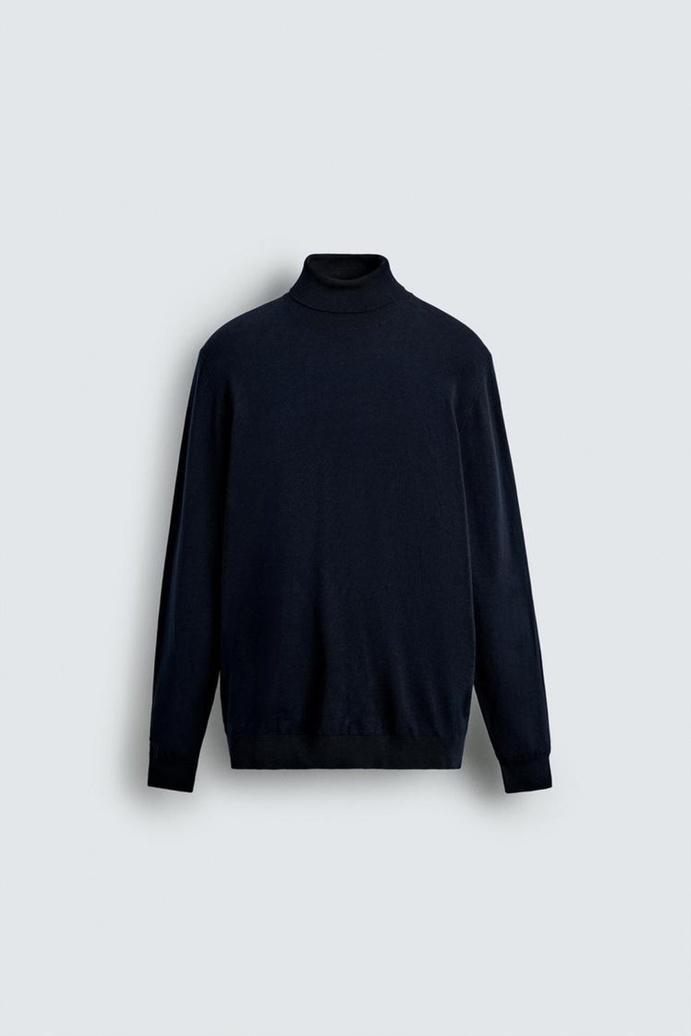 ZARA БАЗОВЫЙ ДЖЕМПЕР С ВЫСОКИМ ВОРОТНИКОМ, МОРСКОЙ СИНИЙ
