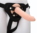 Телесный страпон на черных трусиках STRAP ON REAL DILDO - 20 см. (Цвет: телесный с черным)