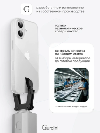 Чехол накладка Gurdini iPhone 17 6.3" плотный силикон 1,5 mm прозрачный